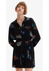 Rochie-camasa cu imprimeu grafic Dresde -