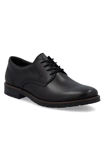 Pantofi joși clasici din piele neagră pentru bărbați Rieker 14642-00