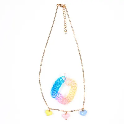 Set 2 coliere colorate cu inimioare + accesorii spirala
