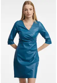 Rochie scurta cu model petrecut si decolteu in V - Albastru inchis