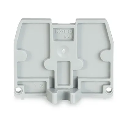 End plate; with fixing flange M4; 2.5 mm thick; gray