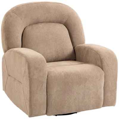 HOMCOM Fotoliu relax, fotoliu rotativ 360° cu funcție de legănare și reclinare, catifea ultra-moale, șezut lat, Khaki | Aosom Romania