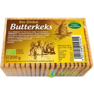 Biscuiti din Grau Spelta cu Unt Ecologici/Bio 200g