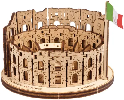 Puzzle 3D din lemn Ugears din 63 piese - Colosseumul din Roma