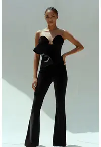 Set de rochie catifelata - pantaloni - top si fusta - Negru