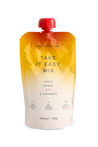 Piure pasteurizat din fructe cu mere mango cu adaos de ovaz si pudra de scortisoara, 180g, Nutrino Lab