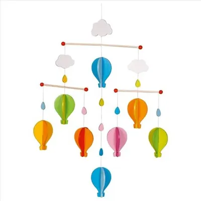 Carusel cu figurine din lemn, pentru bebelusi, Baloons