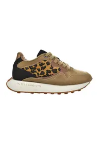 Pantofi sport cu insertii de piele intoarsa - Negru/Maro camel
