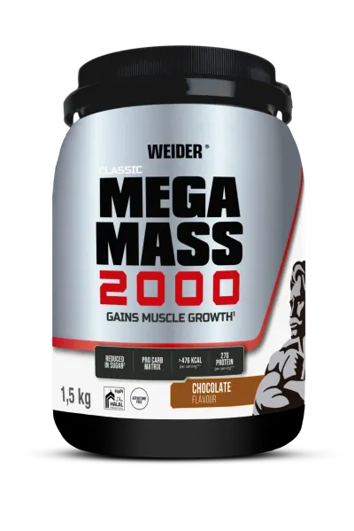 Pudră proteică, WEIDER, Super Mega Mass 2000, cremă de vanilie, 1,5 kg