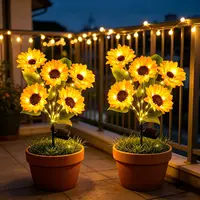 Set 2 x lampa solara 5 flori, 70 cm, Floarea Soarelui
