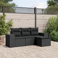 Gossi set mobilier de gradina cu perne, 4 piese, negru, poliratan