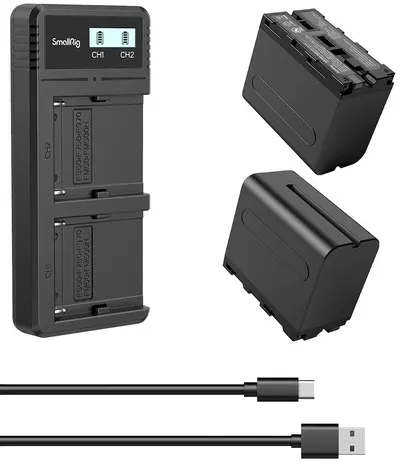 Set de două baterii SmallRig - NP-F970 și Încărcător portabil, negru