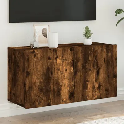 vidaXL Comodă TV de perete, stejar fumuriu, 80x30x41 cm