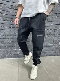 Pantaloni Hoinar cu Tur Track Zippers Black Bgas1116(054) (mărime: S)