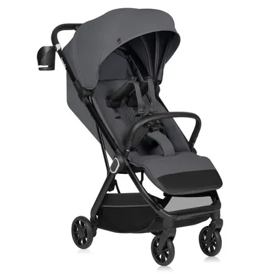 Carucior sport, Lionelo, Bess, Sustine 22 kg, 6 luni+, Capotina impermeabila si protectie SPF 50+, Include suport sticla, Pliere cu o singura mana, Maner pentru transport, Gri