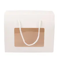 Cutie dreptunghiulară cu fereastră și mâner din sfoară - alb (set 12 buc) - Default Title