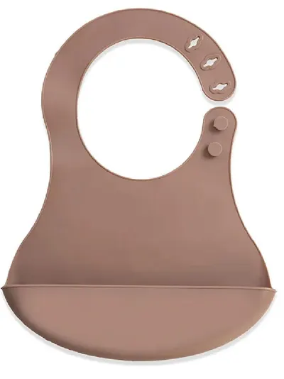 Bavetă din silicon BabyJem - Mini, culoare latte