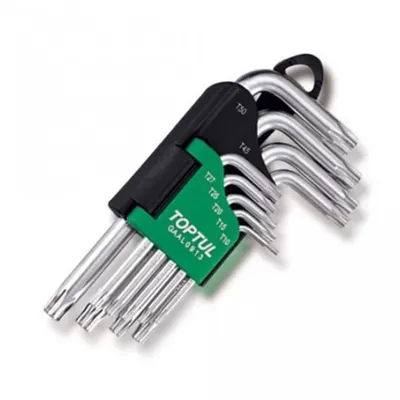 Set 9 chei in stea torx imbus scurte, Toptul T10-T50