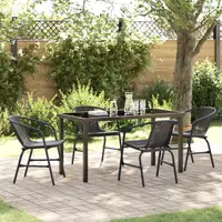 Gossi set de dining de gradina 5 piese negru poly rattan