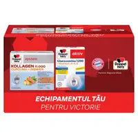 Doppelherz System kollagen 11.000 curcuma + ghimbir + Doppelherz Aktiv glucozamina 1200MG, Queisser Pharma | 30 flacoane + 30 comprimate