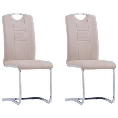 vidaXL Scaune de bucătărie cantilever 2 buc. cappuccino piele eco
