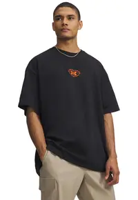 Tricou din amestec de bumbac pentru baschet Heavyweight Hoops - Negru/Portocaliu mandarina