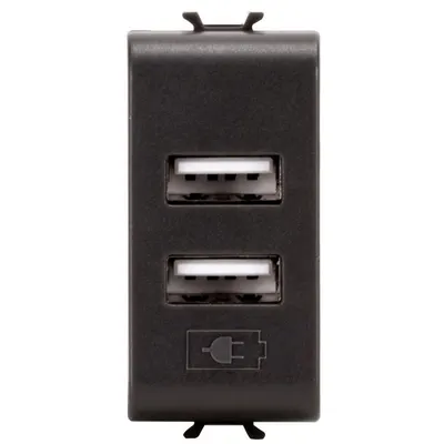 Sursa de alimentare 2xUSB 1 modul Gewiss Chorus GW12450, negru satin