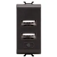 Sursa de alimentare 2xUSB 1 modul Gewiss Chorus GW12450, negru satin
