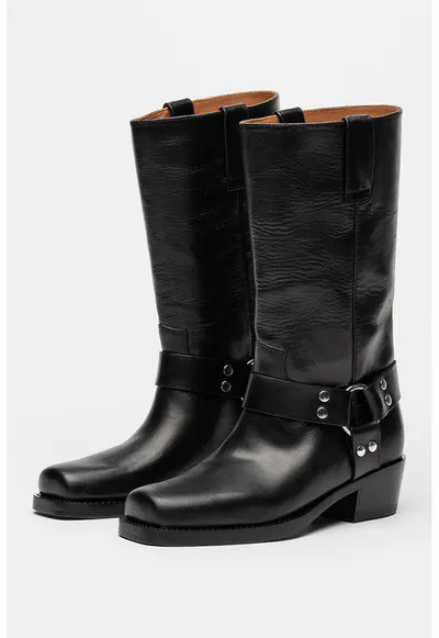 Cizme biker de piele Roxy - Negru