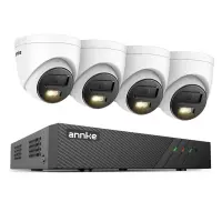 Sistem performant de supraveghere video ANNKE N98PBL+I51EM*4, PoE, NVR 8 canale, 4 camere tip Turret interior/exterior 5MP, Ultra HD/2k+, vedere nocturna IR, audio, rezistent la intemperii