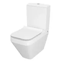Vas WC pe pardoseala dreptunghiular rimless Cersanit Crea back-to-wall cu capac slim softclose alb fara rezervor