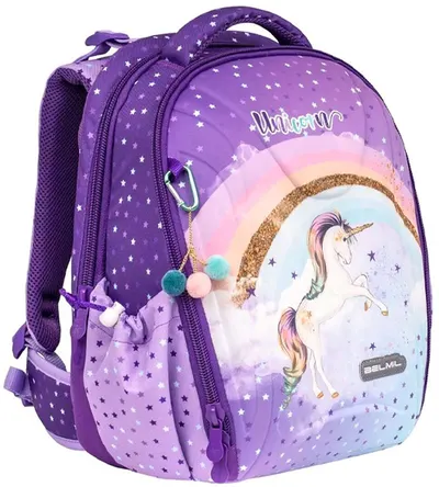 Ghiozdan școlar Belmil - Rainbow unicorn, 1 compartiment, 22 l
