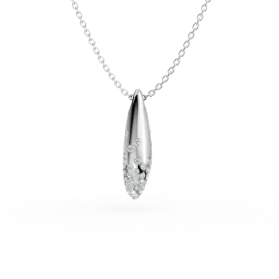 Lant cu pandantiv minimalist din aur alb cu diamante de 0.1ct