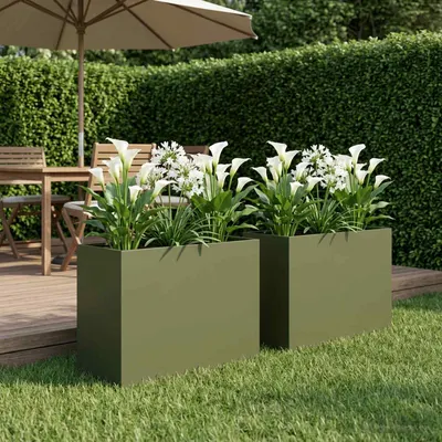 vidaXL Vază pentru Grădină 2 buc. Verde măsliniu 60 x 30 x 50 cm
