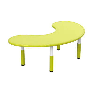 Masa semirotunda verde lime, din plastic, reglabila, marimea 1-3 pentru gradinita