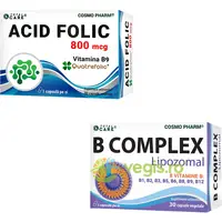 Pachet Acid Folic 800mcg Quatrefolic 30cps + B Complex Lipozomal 30cps