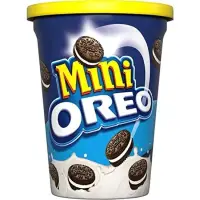 Biscuiti Oreo 115g mini sandwich cu cacao si umplutura crema cu aroma de vanilie, pahar, 115g Engros