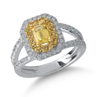 Inel din aur alb-galben cu safire galbene de 1.4ct si diamante de 0.53ct