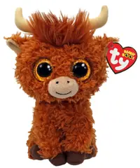 Jucărie de pluș TY Toys Beanie Boos - Vacă Alfie, maro, 15 cm