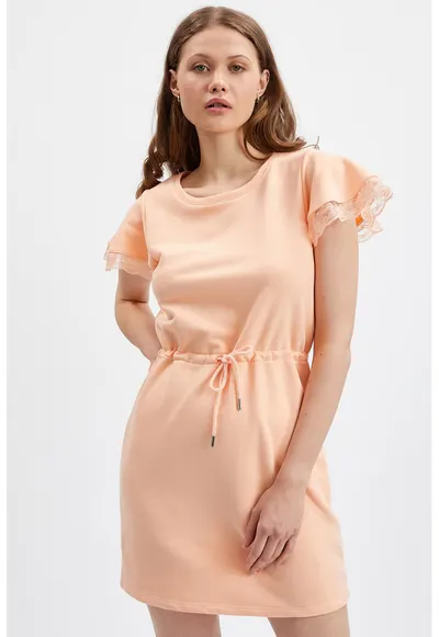 Rochie uni cu maneci scurte - Piersica