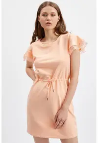 Rochie uni cu maneci scurte - Piersica
