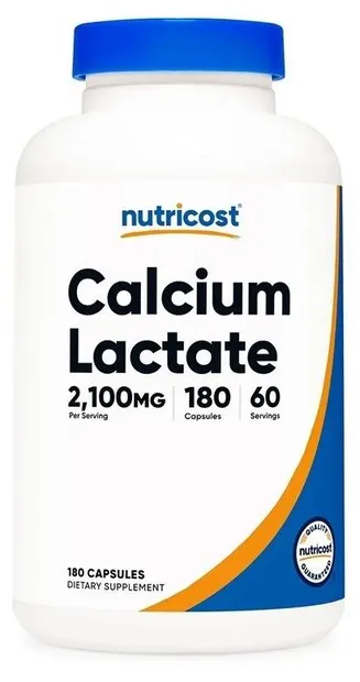 Calcium Lactate, 260 mg, 180 capsule, Nutricost