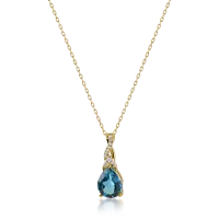 Lant cu pandantiv din aur galben cu topaz pear de 1.95ct si diamante de 0.05ct