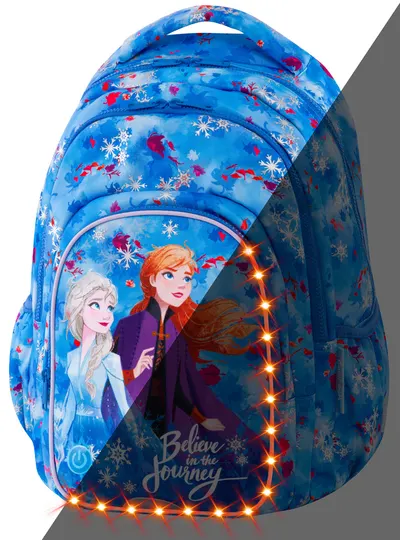 Ghiozdan scolar cu iluminare LED Cool Pack Spark L - Frozen 2, albastru inchis