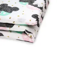 Protectie laterala pentru patut copii Kerstin Mouse Pink 180 x 30 cm, cu doua fete, suprafata din bumbac 100, prindere cu panglici