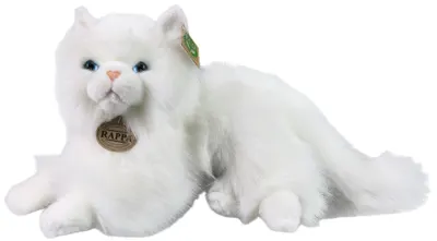 Jucărie de pluș Rappa Eco friends - Pisică persană albă, culcată, 30 cm