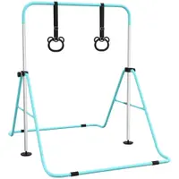 HOMCOM Bară Gimnastică Artistică pentru Copii Reglabilă pe Înălțime cu 2 Inele, din Oțel, Verde Deschis | Aosom Romania