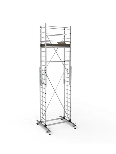 Schela mobila aluminiu telescopica 2x3,5(m), inaltime lucru 7 metri, o platforma 1,6x0,6(m), max 200kg/mp - CNO-SME-MEGA7