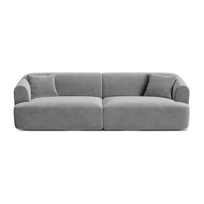 Canapea gri deschis cu tapițerie din catifea 255 cm Campi – Cosmopolitan Design