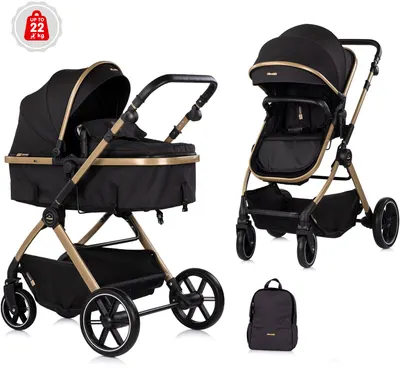 Cărucior pentru bebeluși 2 în 1 Chipolino - Pearl, negru